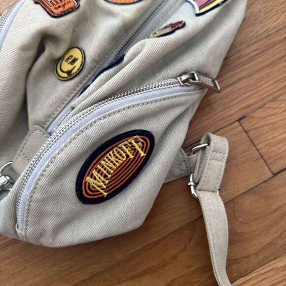 Rebecca Minkoff Denim Backpack with Cute Groovy Patches - Picture 3 of 6